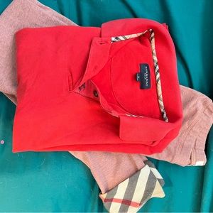 BURBERRY KIDS RED POLO AND CUFFED LEGGINGS